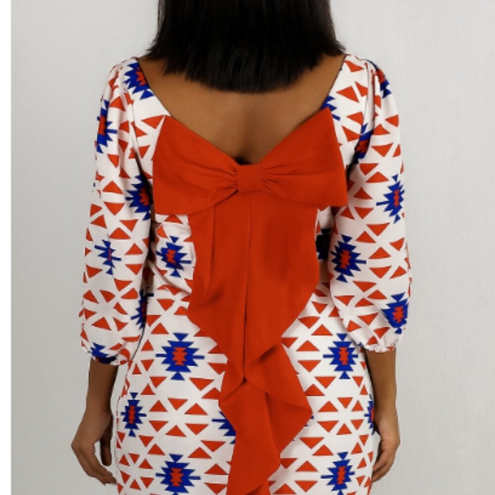 American Beauty Vintage Shift Dress Womens L Multicolor Southwestern 3/4 Sleeve